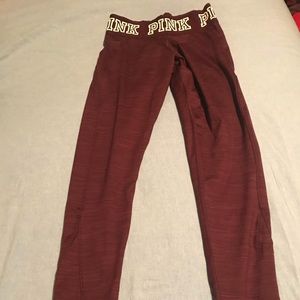 Victoria’s Secret Pink Fleece Maroon Leggings XS